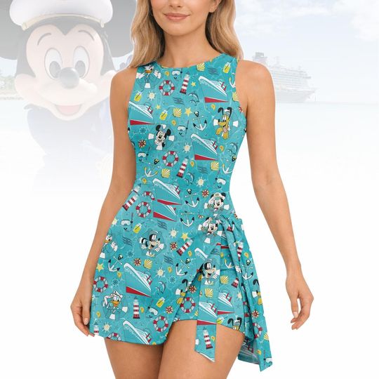 Discover Mickey Minnie Pluto Goofy Donald Daisy Cruise Time Line Destiny Tennis Dress Skirt, Disney Wish Dream Magic Wonder Fantasy 2026 Dress