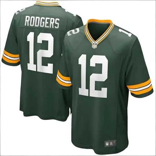Discover #12 Men's Packers Aaron Rodgers Green Game Player Jersey