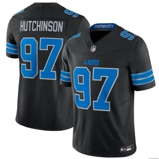 Men's #97 Aidan Hutchinson Black 2nd Alternate Game Jersey