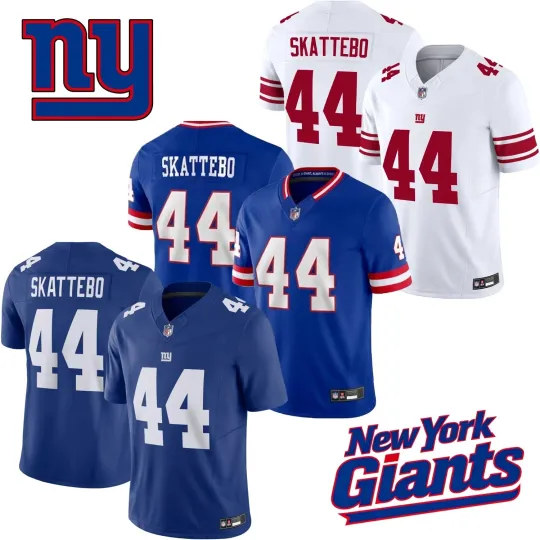 Discover NWT Men's Giants #44 Cam Skattebo Royal/White Game Limited Stitched Jersey S-3XL