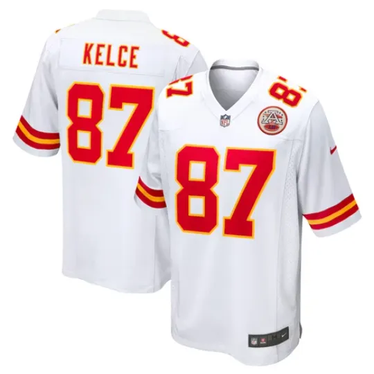 Men's #87 Travis Kelce White Super B.owl LIX Game Jersey