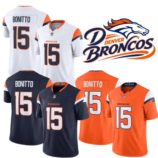 Discover NWT Men's Broncos #15 Nik Bonitto Limited Player All Stitched Jersey S-3XL