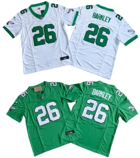 Discover Men's #26 Saquon Barkley Eagles FUSE Kelly Green/White Sewn Jersey