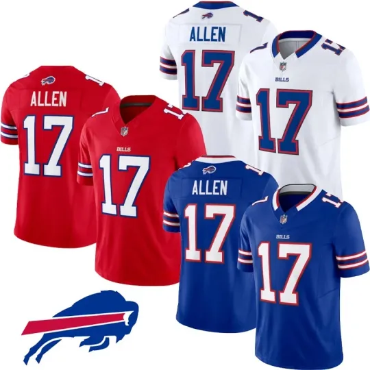 Men's Bills #17 Josh Allen Royal/White/Red Player Jersey