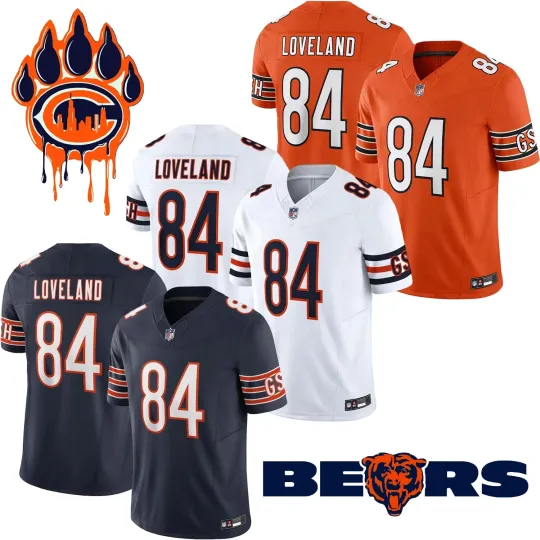 Discover Colston Loveland #84 Men's Bears Limited Stitched Player Jersey S-3XL All Colors