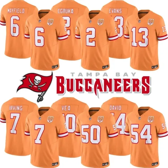 Men's '76 Buccaneers Orange 50th Season Game 1976-2025 Jersey