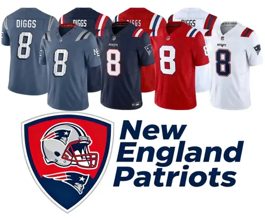 Discover NWT Men/Youth Patriots #8Stefon Diggs Jersey