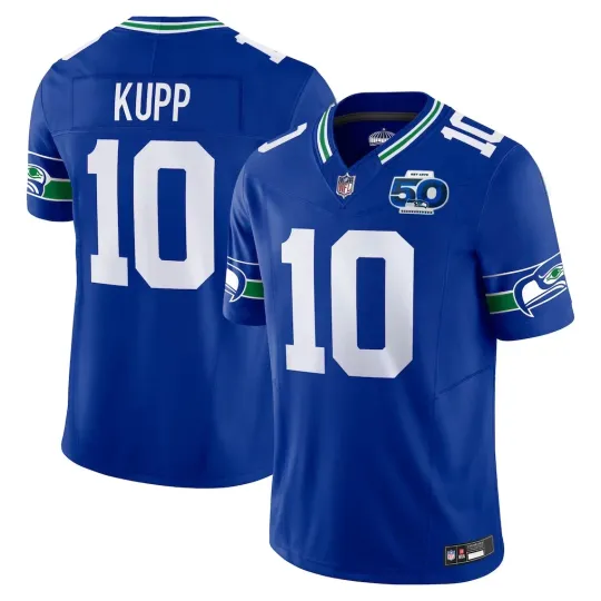 Discover Men's Seahawks #10 Cooper Kupp Royal 50th Season Game Jersey