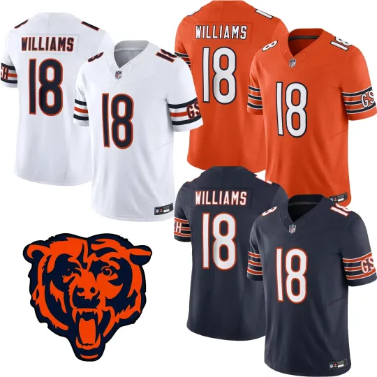 NWT Bears #18 Caleb Williams Navy/White/Orange Jersey