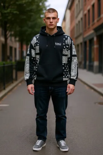 Dogg Supply by Snoop Dogg Hoodie Mens Black Paisley Urban Street Wear