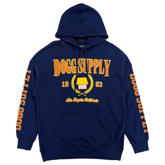 Dogg Supply by Snoop Dogg Mens Navy Blue Varsity Pullover Hoodie Sweatshirt