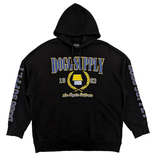 Discover Dogg Supply by Snoop Dogg Mens Black Varsity Pullover Hoodie Sweatshirt
