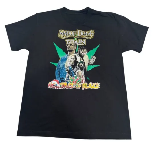 Snoop Dogg Train Holidayz of Blaze Tour T-Shirt Men’s Medium Black Rap Tee