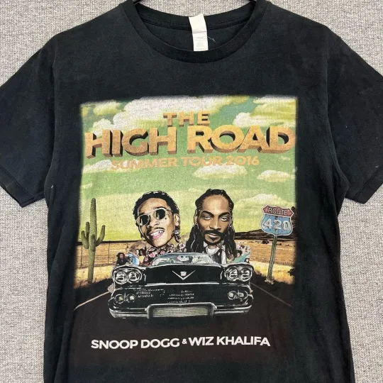 Snoop Dogg & Wiz Khalifa 2016 The High Road Tour Tee Rap Hip Hop T-Shirt