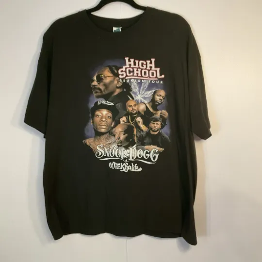 SNOOP DOGG WHIZ KHALIFA HIGH SCHOOL REUNION TOUR 2023  Black T-Shirt.