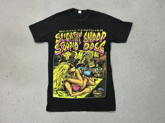 Y2K Slightly Stoopid Snoop Dogg Shirt Mens Black Blazed Confused Tour