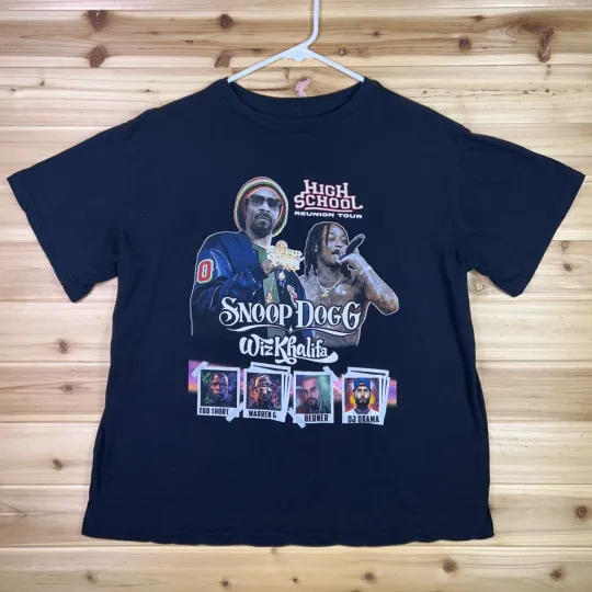 Snoop Dogg T-Shirt Mens Medium Black High School Reunion Tour Wiz Khalifa Shirt