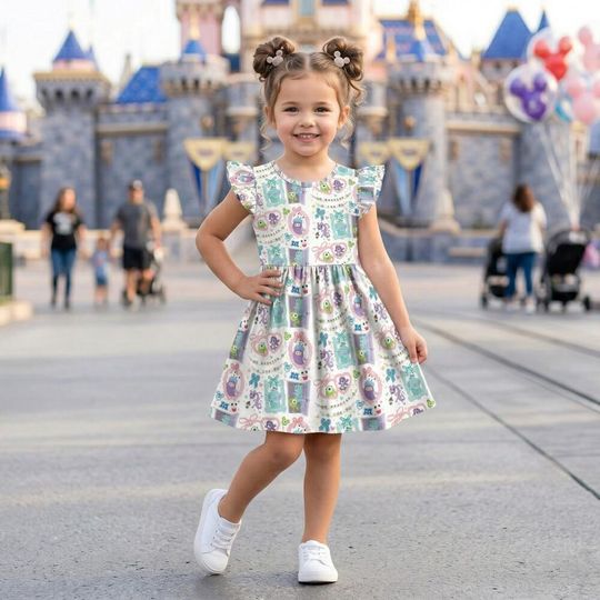 Discover Sweet Monsters Inc Coquette Ruffle Dress, Mike Sulley Boo Pastel Bow Outfit, Disney Birthday Girl Toddler Summer Vacation Skirt Gift Gear