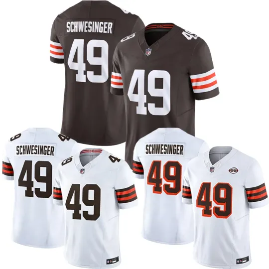 Discover Browns Team #49 Carson Schwesinger Men's Collection Limited  Jersey