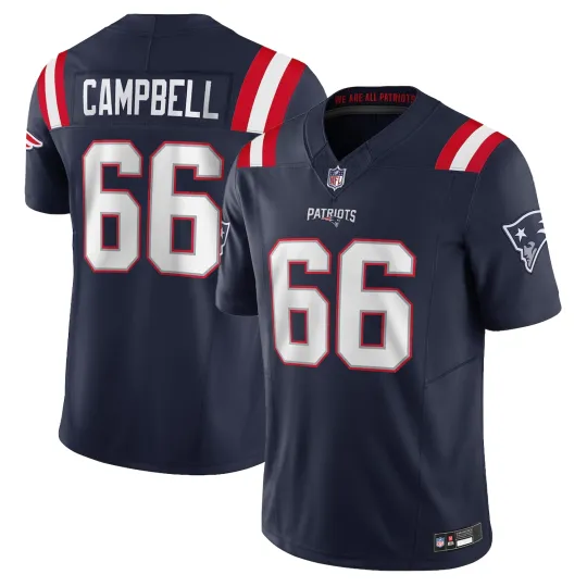 Discover Patriots Will Campbell #66 Men's Game Player Navy Jersey