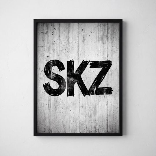 Discover SKZ Poster Black and White, Stray Kids Typography Wall Art, Kpop Printable Poster, Minimalist SKZ Digital Download