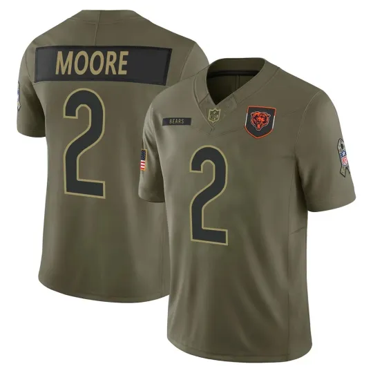 Discover D.J. Moore #2 Men's Bears Olive Salute to Service Jersey