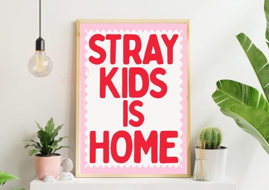 Discover Stray Kids Fan Art Print Digital Download, SKZ Poster in Red and Pink