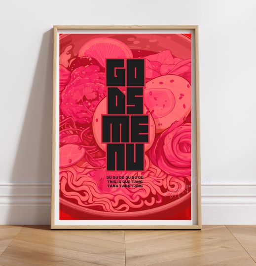 Stray Kids God's Menu Print, SKZ Music Poster, Kpop Kitchen Wall Art, Korean Ramen