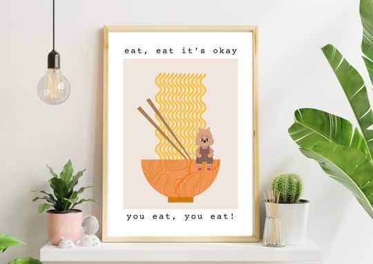 Discover Stray Kids Han Jisung You Eat Quote Art Print Digital Download, Skzoo Han Quokka Poster, A4 and A5 Sizes Set, Kpop Decor, SKZ, Ramen