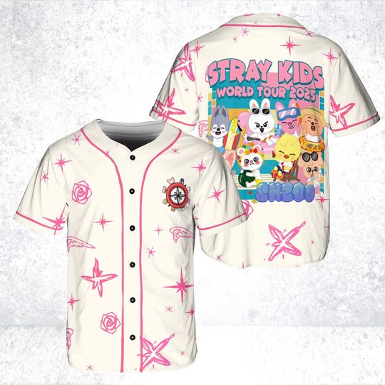 Discover Stray Kids World Tour Baseball Jersey, Skzoo Baseball Jersey, Kpop Fan Gift