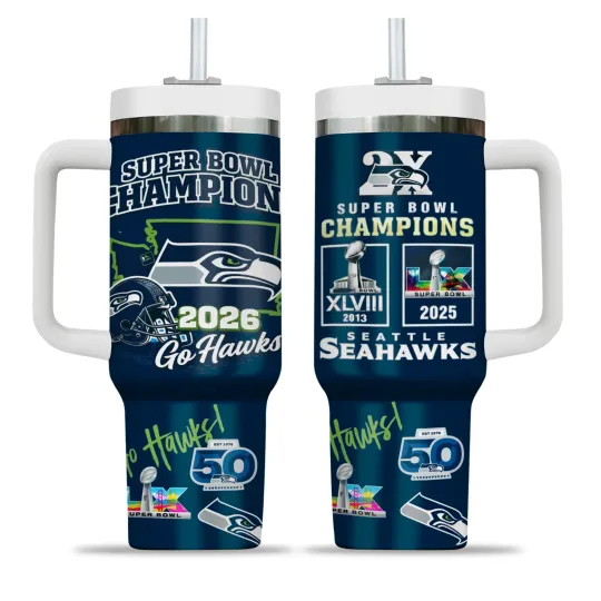 Seatle Seahawks Super Bowl Champions 2026 Stainless Tumbler 40oz
