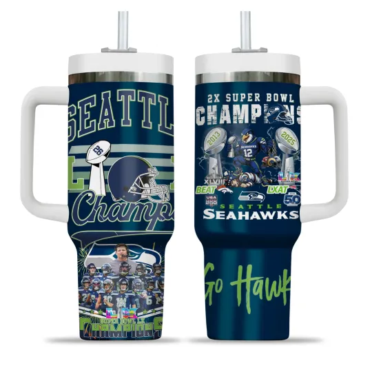 2026 Seatle Seahawks 2X Super Bowl Champions Stainless Tumbler 40oz