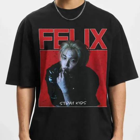 Discover Felix Stray kids Graphic Shirt, Felix Kpop Bootleg Shirt, Felix Retro T Shirt, V