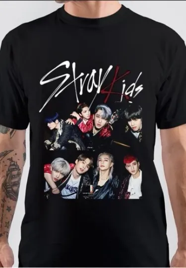 Discover Stray Kids Black Cotton All size S-5XL Unisex T-Shirt