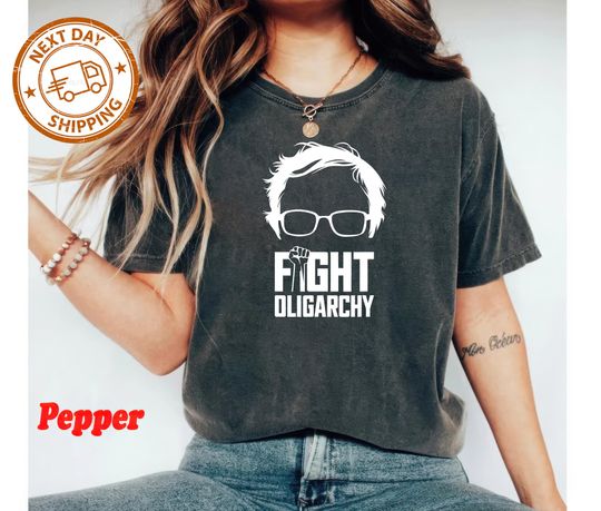 Discover Feel The Bern Fight Oligarchy Shirt Political Statement T-Shirt Bernie Sanders Inspired Tee