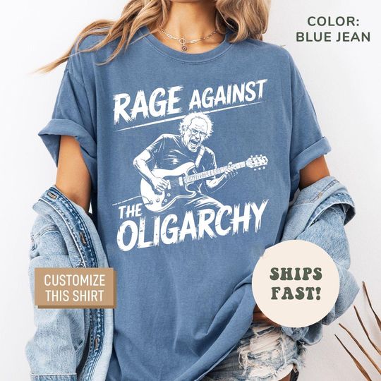 Discover Rage Against Oligarchy Bernie Sanders Comfort Colors Shirt, Fight Oligarchy Tour Shirt