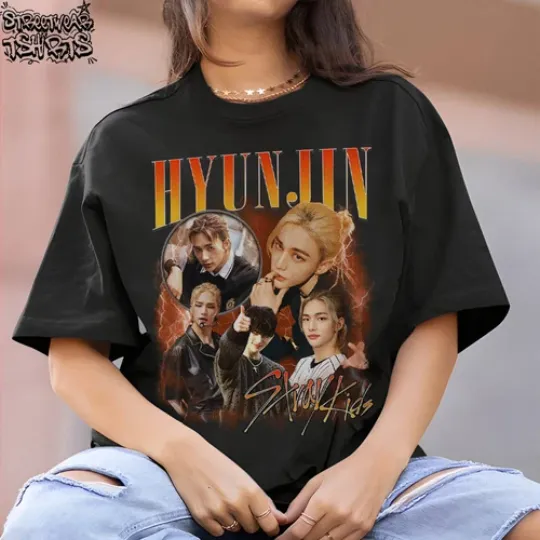 Discover Stray Kids Hyunjin Retro Bootleg T-shirt, Hyunjin T shirt, Stray kids merch, Kpo