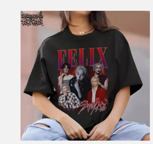 Discover Felix Stray kids Graphic Shirt, Felix Kpop Bootleg Shirt, Felix Retro T Shir