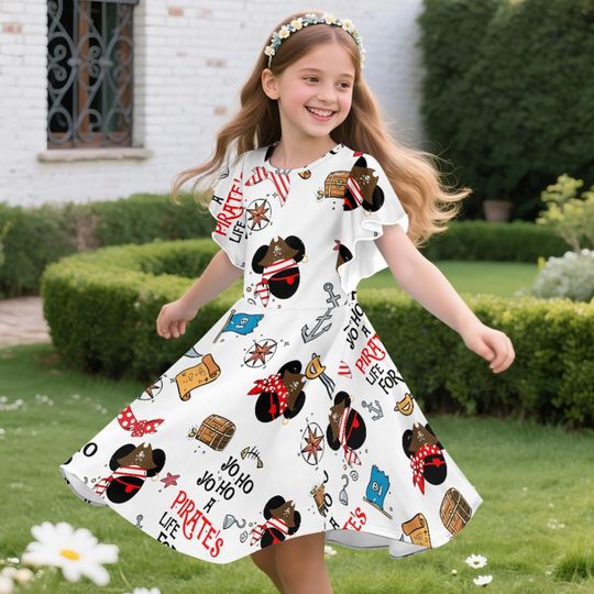 Yo Ho Yo Ho Pirate's Life For Me Children's Ruffle Dress, Disney Cruise Line Dress, Toddler Birthday Party Dress