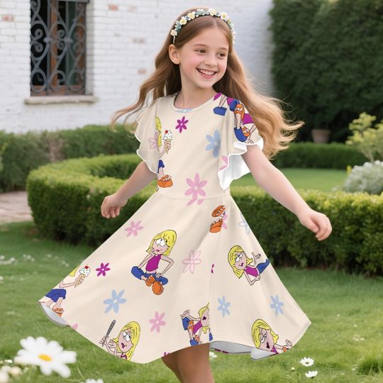 Lizzie McGuire Children's Ruffle Dress, , Funny Lizzie Mcguire Floral Dress, Toddler Birthday Party Dress