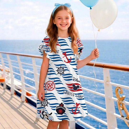 Discover Cruise Disney Mickey Minnie At Sea Ruffle Dress, Pirate Disney Cruise Trip, Toddler Birthday Party Dress