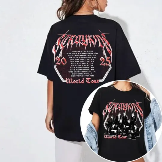 Discover Retro Stray Kids dominATE SKZOO World Tour US 2025 T-shirt