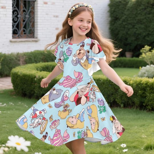 Alice In Wonderland Chesiecat Red Queen Ruffle Dress,  Queen Of Hearts Villain Dress, Toddler Birthday Party Dress