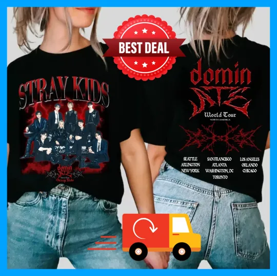 Discover Stray Kids Dominate World Tour 2025 T-Shirt 2 Sided