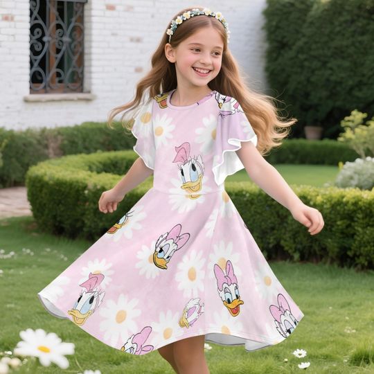 Daisy Duck Daisy Flower Emotion Ruffle Dress, Cute Daisy Duck Dress, Birthday Party Dress