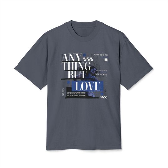 Discover Anything But Love - Tate Inspired Graphic Tee | Blue Accent