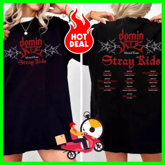 Discover Stray Kids dominate World Tour 2025 T-Shirt Black 2Sides