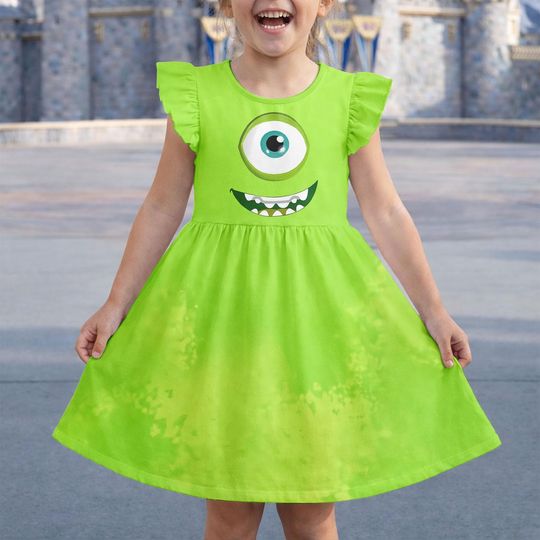 Discover Mike Wazowski Ruffle Dress, Monsters Inc Green Cosplay Dress, Pixar Character Costume, Cosplay Gift For Gift, Costume Gift
