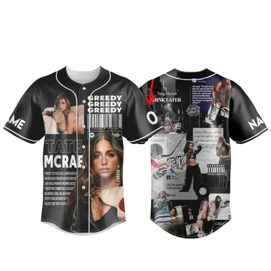 Discover Tate Mcrae Greedy Custom Name Baseball Jersey 2025 Shirt