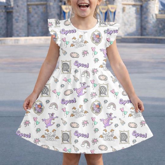 Discover Epcot Disney World Ruffle Dress, Park Icon Pjs for Girl, Disney Vacation Girls Dress, Gift For Girls, Disney Park Dress Gift